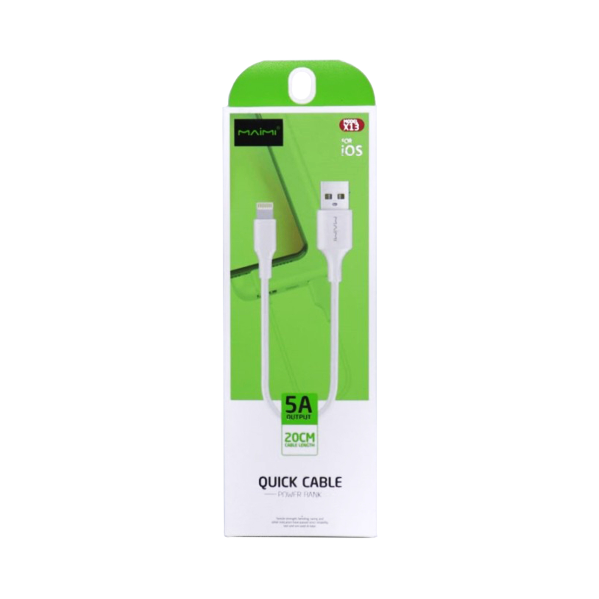 KABEL DATA MAIMI X13-IOS-20CM-WHITE-5A CHARGING SPEED FOR POWER BANK ORIGINAL